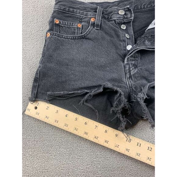 Levi’s 501 Cutoff Shorts Women 27 Black Frayed Hem Button Fly Five Pocket - Picture 8 of 10